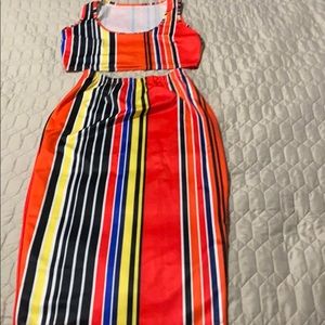 Orange Striped 2 o’clock Midi set